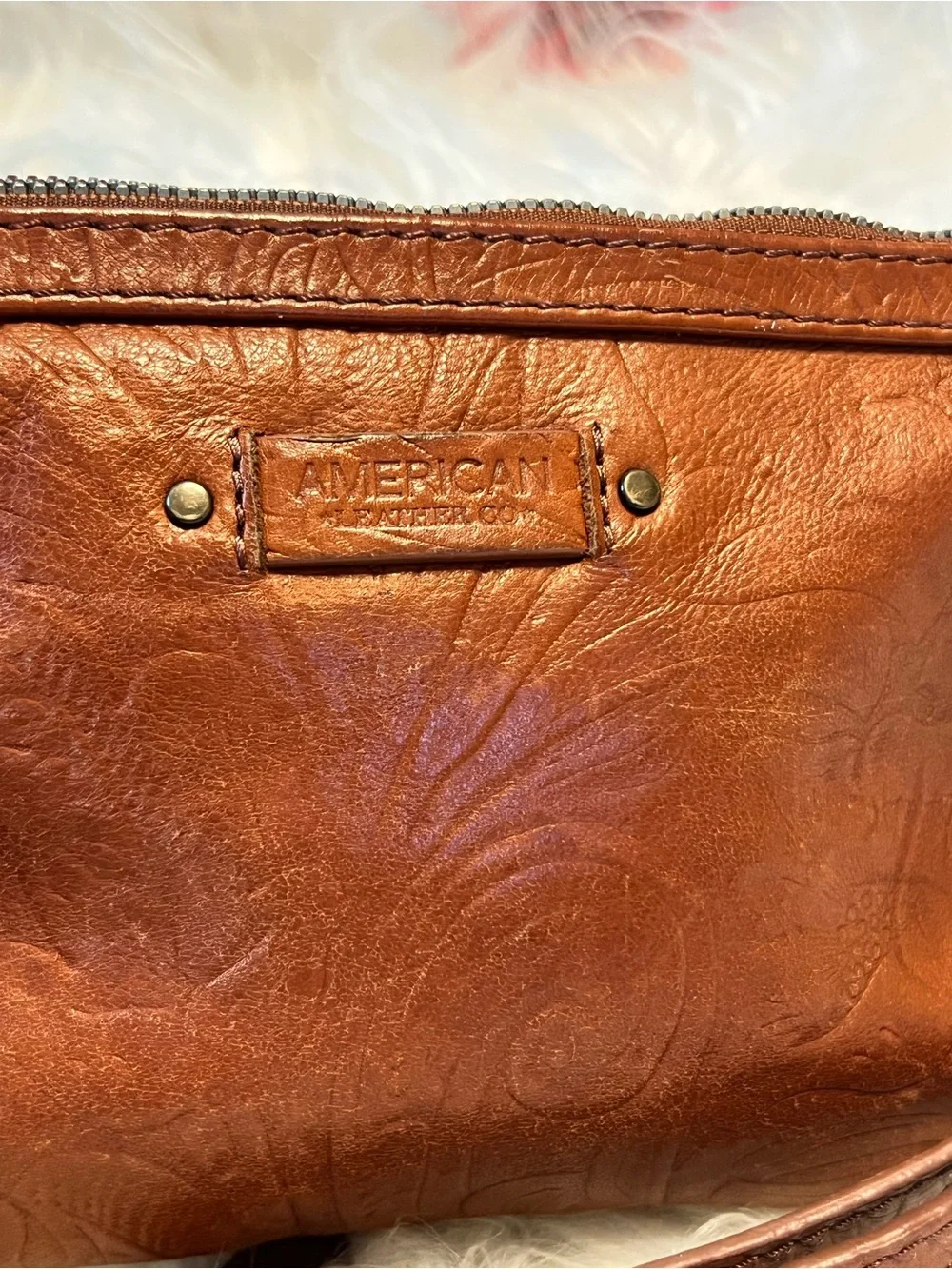 American leather Vintage-Inspired Brown Crossbody Bag by Merona